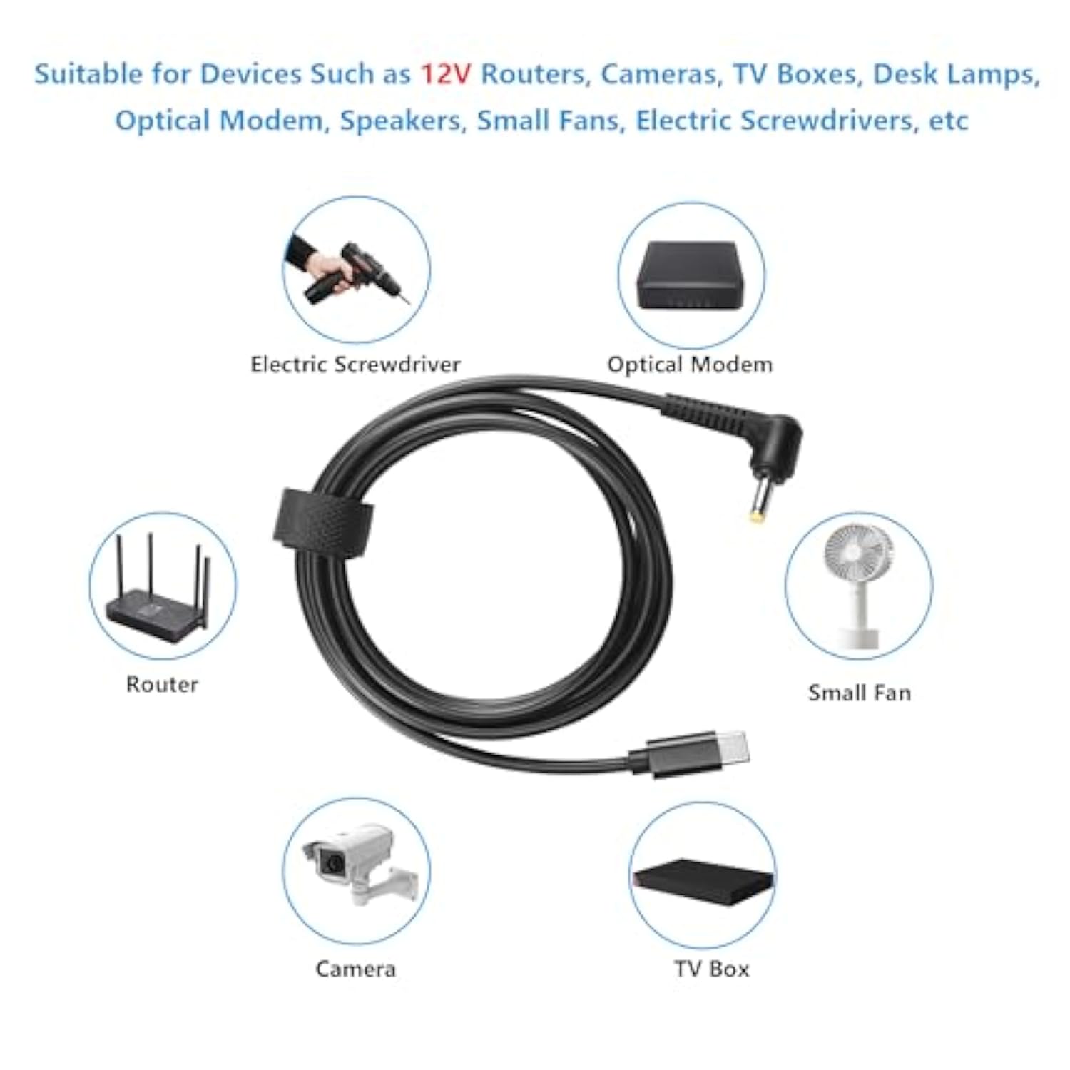 12V Type C To Dc 4.0 X 1.7Mm Power Charging Cable, 59Inch Usb C Male To Dc4017 Male Extension Charge Cable For 12V Router, Camera, Desk Lamp, Electric Tool 1.5M (12V)