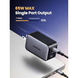UGREEN 65W USB C Charger Block, Nexode 3-Port GaN Fast Type C Charger, Compact Foldable Power Adapter for MacBook Pro/Air, Dell XPS, iPhone 16/15, iPad Pro, Galaxy S25, (Black)