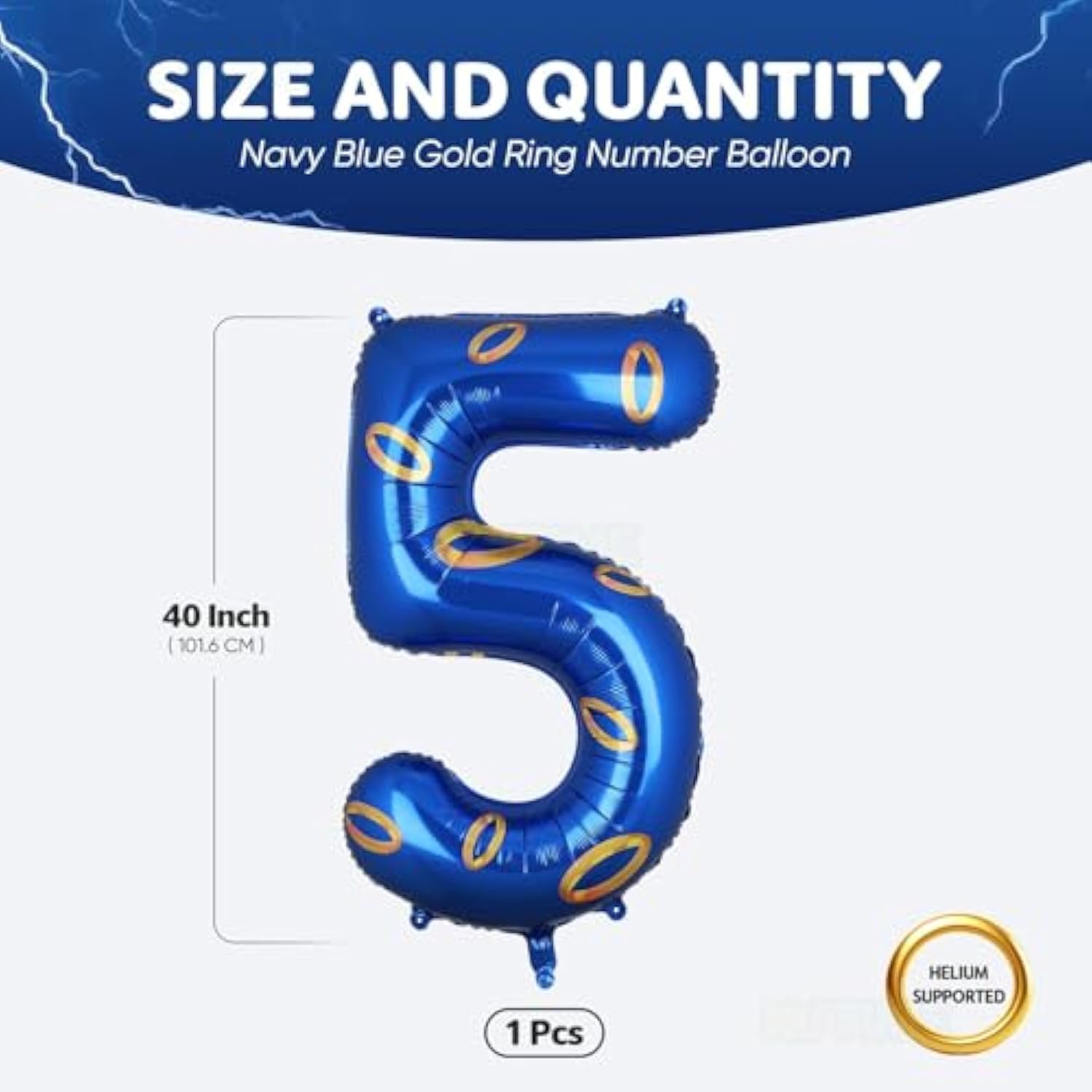 40 Inch Giant Navy Blue Number 5 Foil Balloon Mylar 5Th Birthday Video Game Decor
