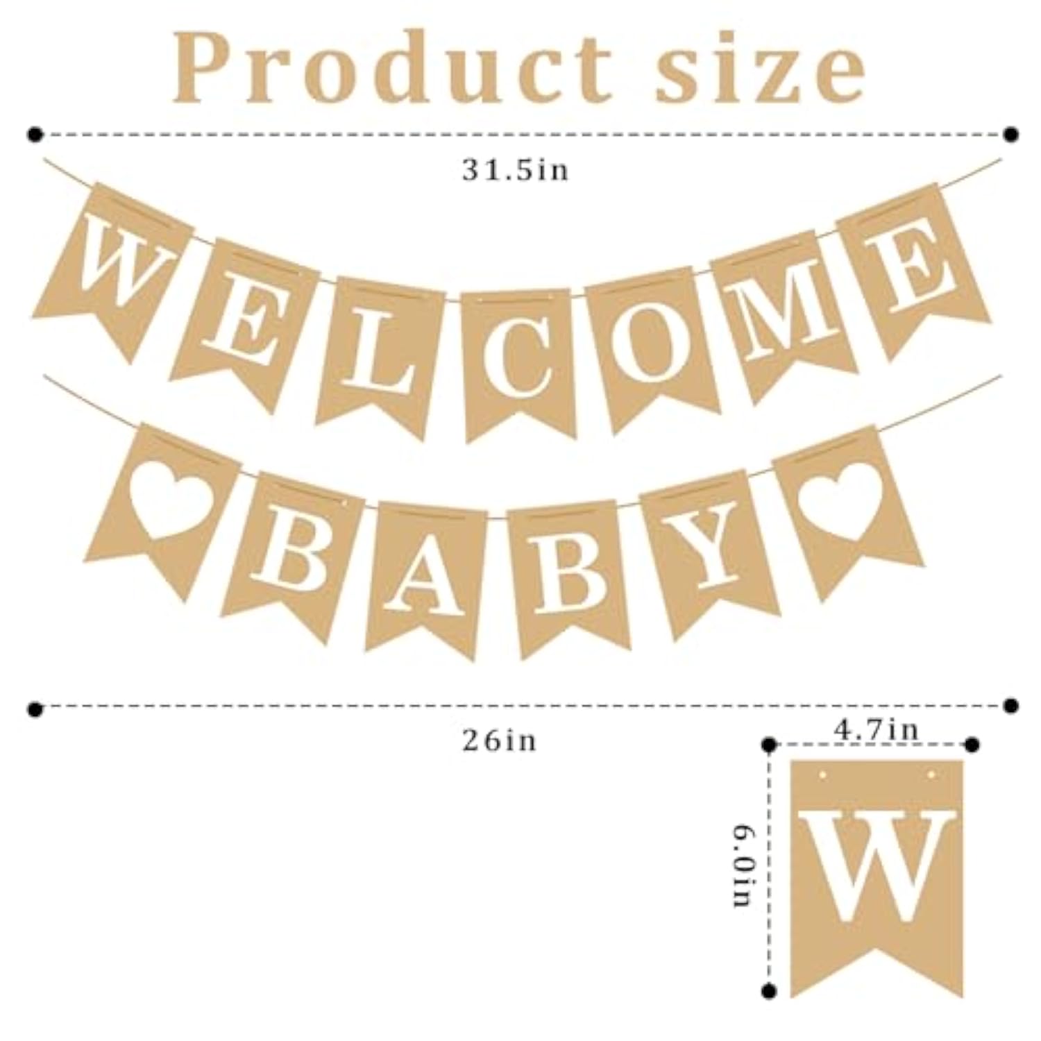 Welcome Baby Banner – Rustic Baby Shower Decorations, Gender Neutral Baby Shower Decor, Pre-Strung Shower Sign, Baby Boy Banner For Party Wall Backdrop