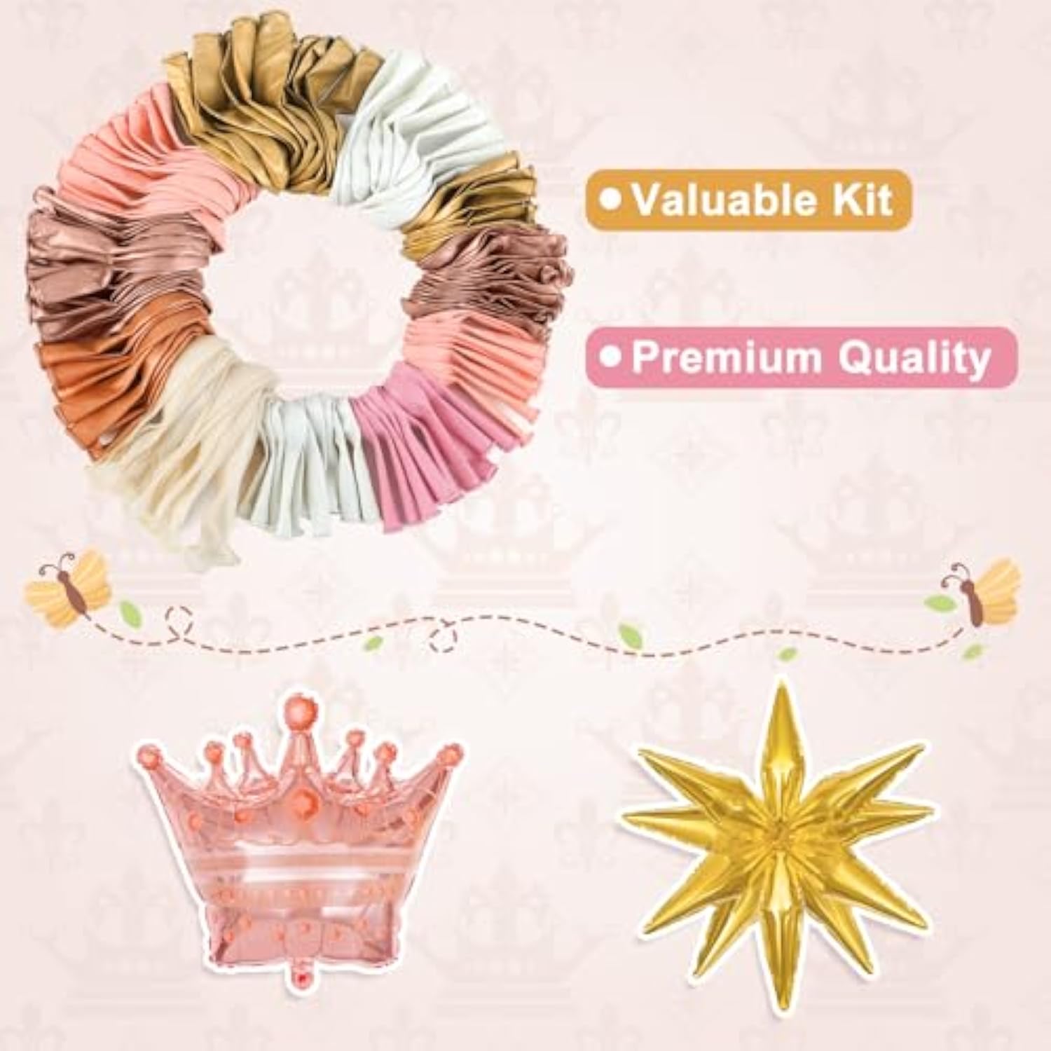 154Pcs Rose Gold Balloons Arch Garland Kit, Bachelorette Pink And Gold Confetti Balloons With Star Heart For Women Girls Birthday Wedding Bridal Baby Shower Mother'S Day Party Decorations