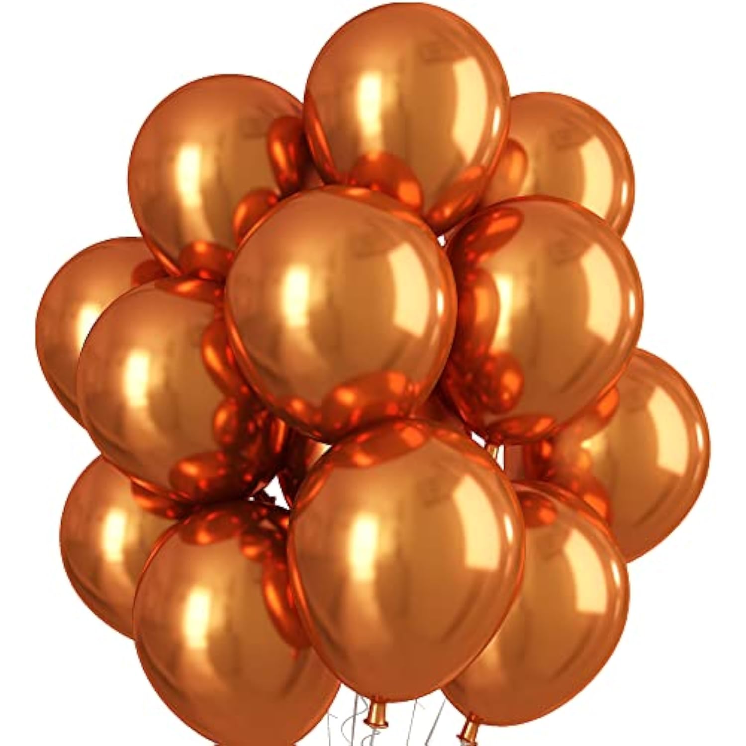 12 Inch Metallic Orange Balloons Double Stuffed Chrome Latex Party Decorations