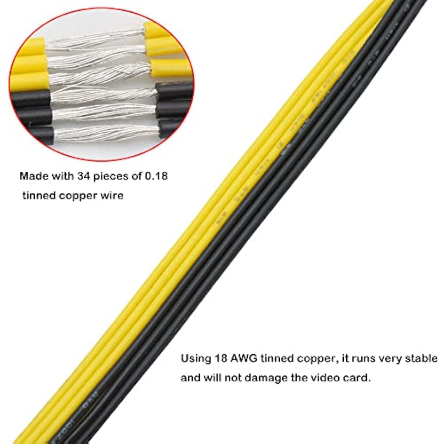 Sata 15 Pin To 8 Pin (6+2 Pin) Male Video Card Power Supply Cable 8.6Inch 22Cm