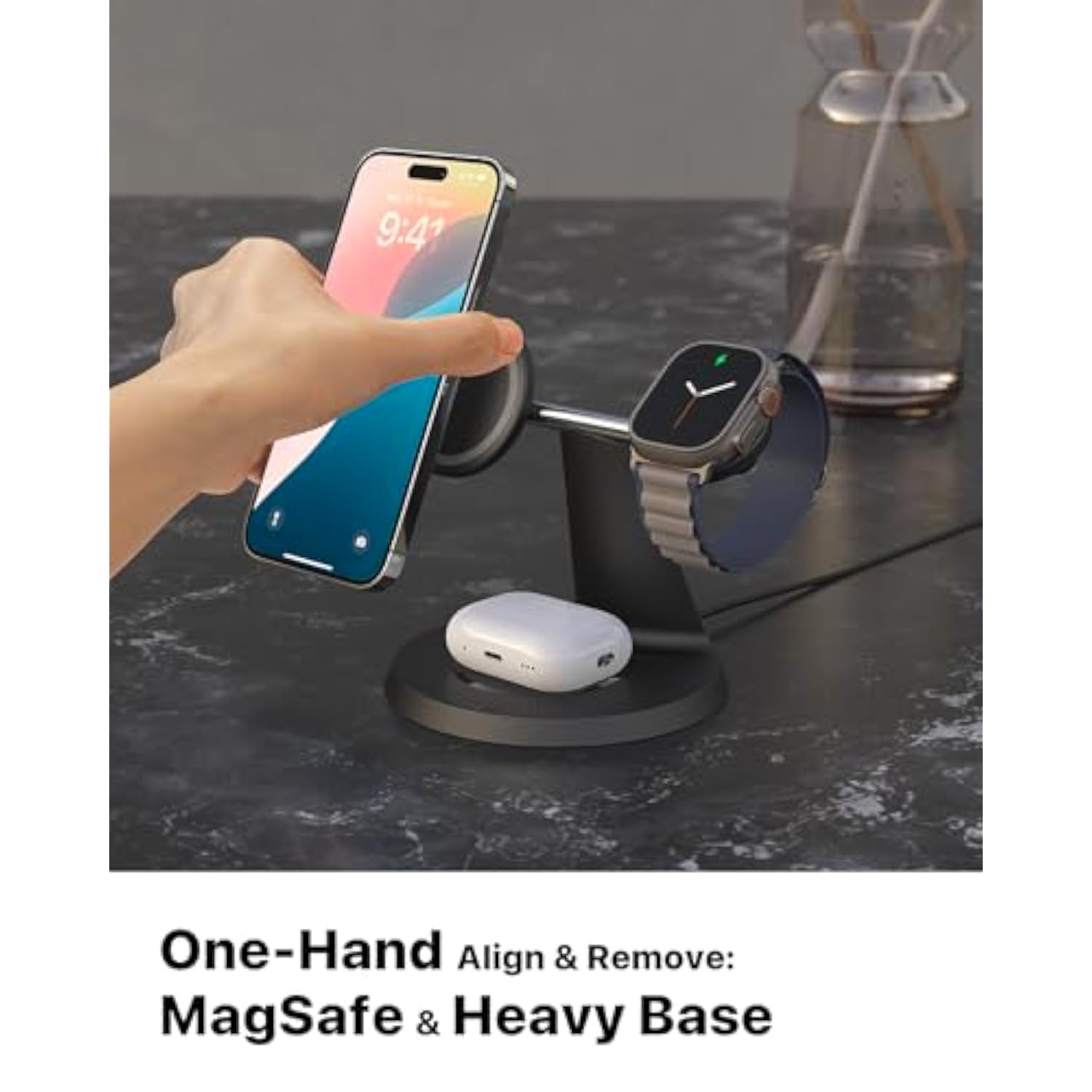 3 In 1 Wireless Charging Station For Apple Device: Fast Charging Station For Iphone And Watch With Magsafe, Stable Charger Stand For Iphone 12-16 & Iwatch & Airpods