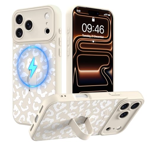 Magnetic for iPhone 17 Pro Max Case with Finger Strap, Compatible with Magsafe, Cheetah Print Pattern for Women Girls, Slim Shockproof Soft TPU Case