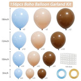 156Pcs Brown Blue Balloon Garland Arch Kit, Bear Baby Shower Decoratio