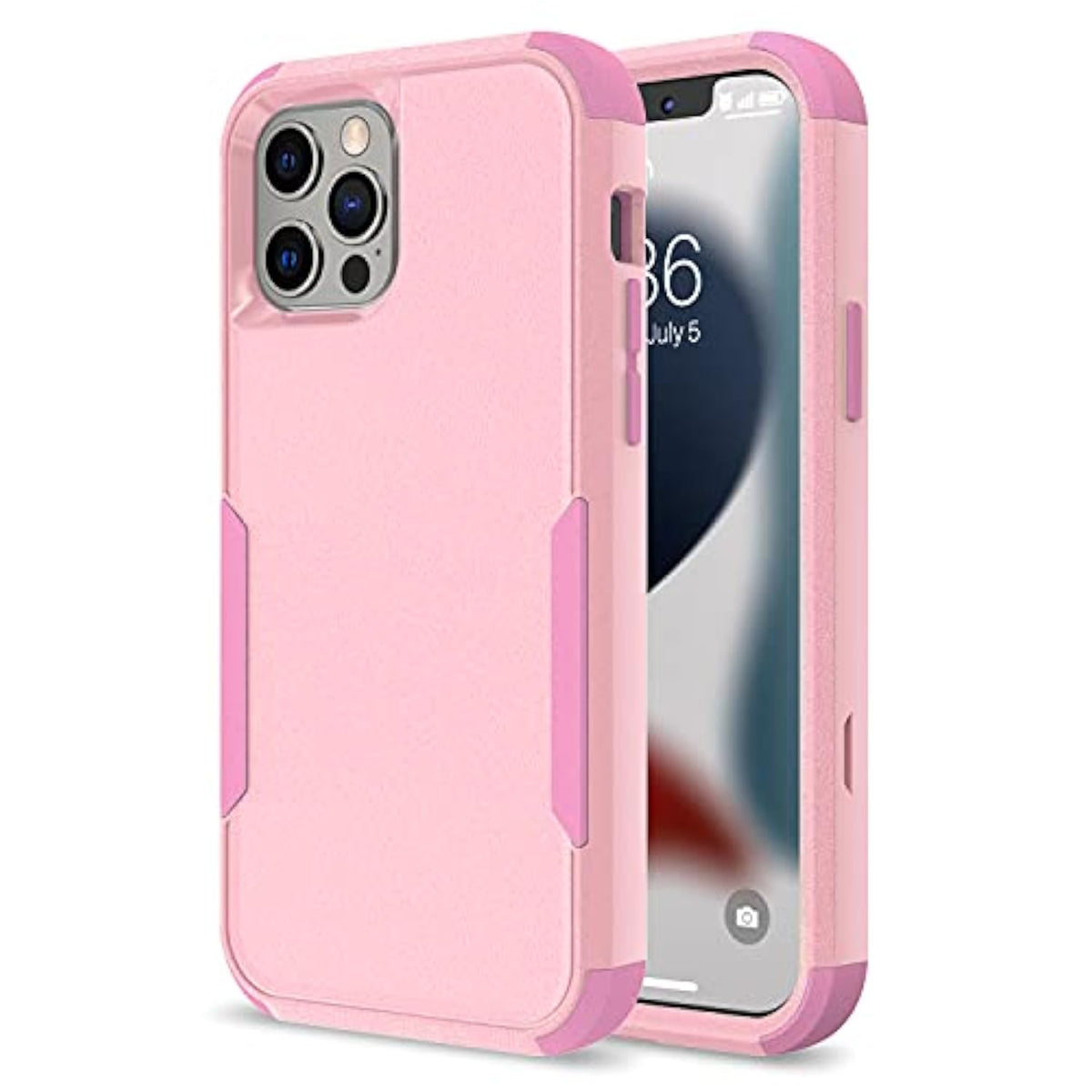 Case Designed For Iphone 13 Pro Max, Heavy Duty Shockproof Protective Three Layers Phone Bumper Cover With Full Body Rubber Armor Bumper Dropproof Protection For Iphone 13 Pro Max, Pink