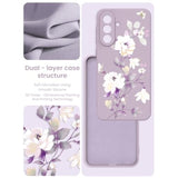 For Samsung Galaxy A36 5G Case With 2X Screen Protector, Girls Women Florals Liquid Silicone Phone Case, Shockproof Anti-Scratch Soft Protection Case For Galaxy A36 5G (Purple, A36)