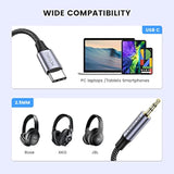 Usb C To 2.5Mm Auxiliary Cable,Usb C To 2.5Mm Trs Hi-Fi Nylon Braided Auxiliar
