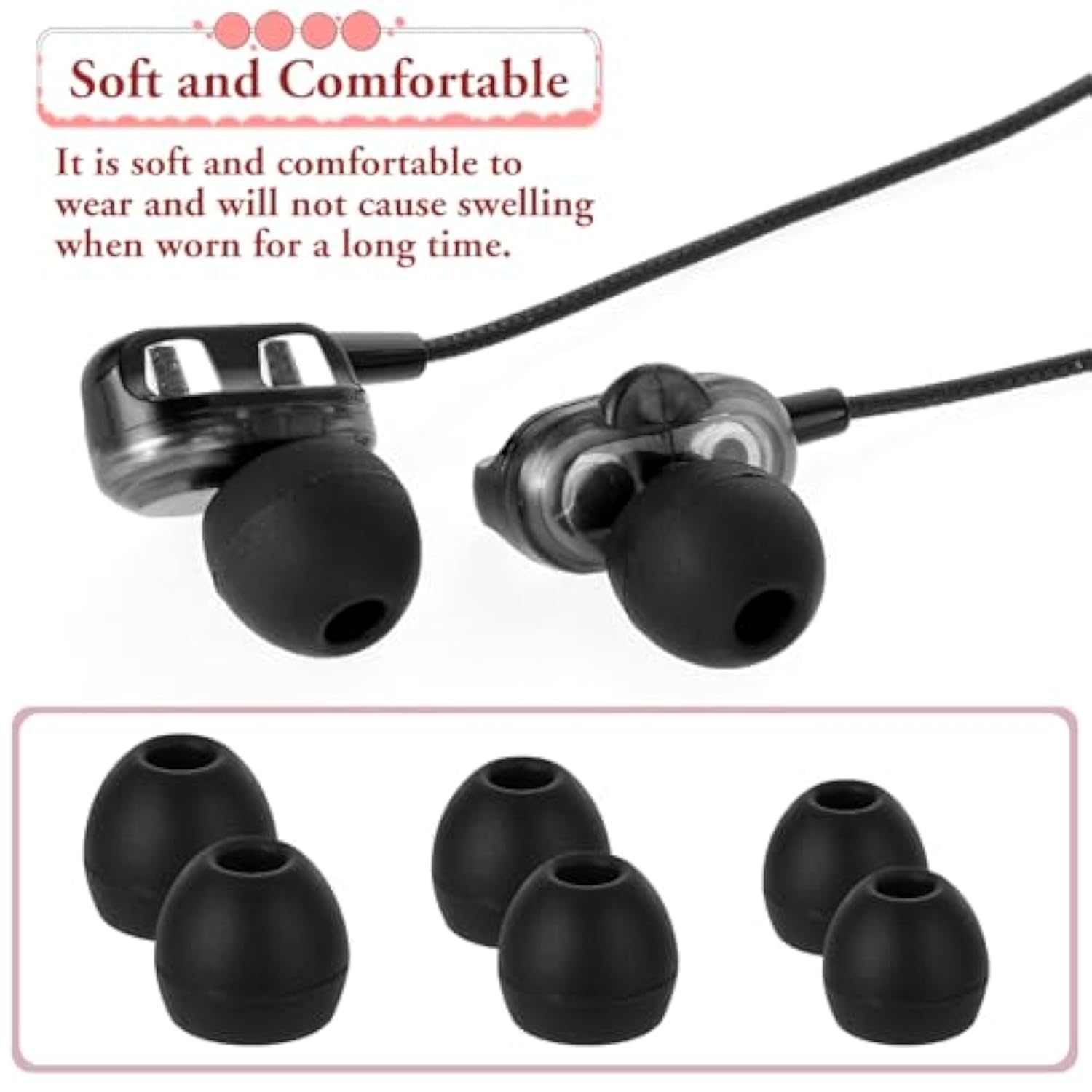 30 Pairs Silicone Ear Bud Replacement Pieces Earbuds Ear Tips Replacement Ear Bud Covers S/M/L Sizes Ear Gels Soft Earphones Earbuds Black Ear Cushion Ear Bud Tips Replacement Kit
