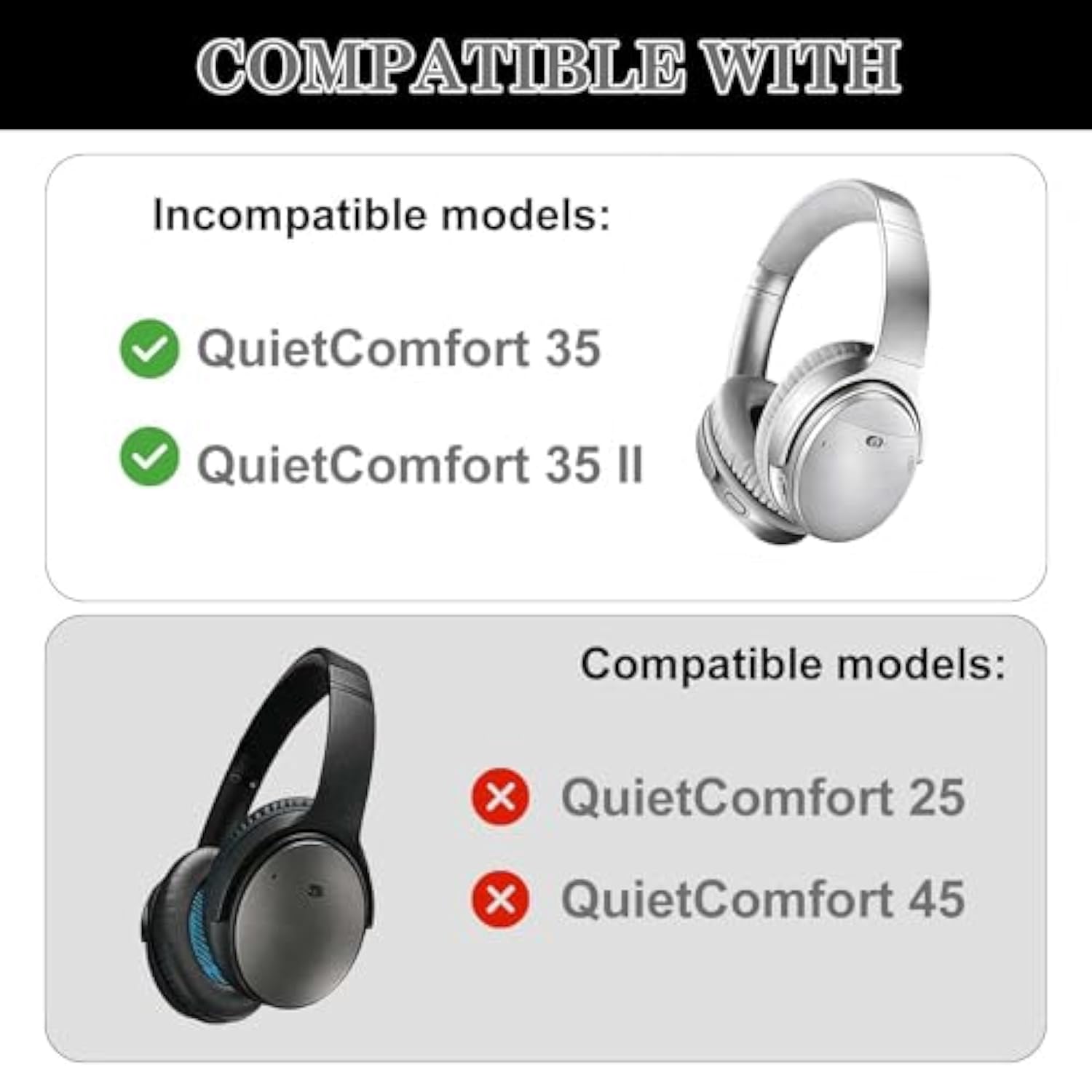 Replacement Earpads For Bose Quiet Comfort 35 (Qc35)/Quietcomfort 35 Ii (Qc35 Ii) Headphones With Soft Protein Leather And Sound-Isolating Memory Foam ((Dark Gray)