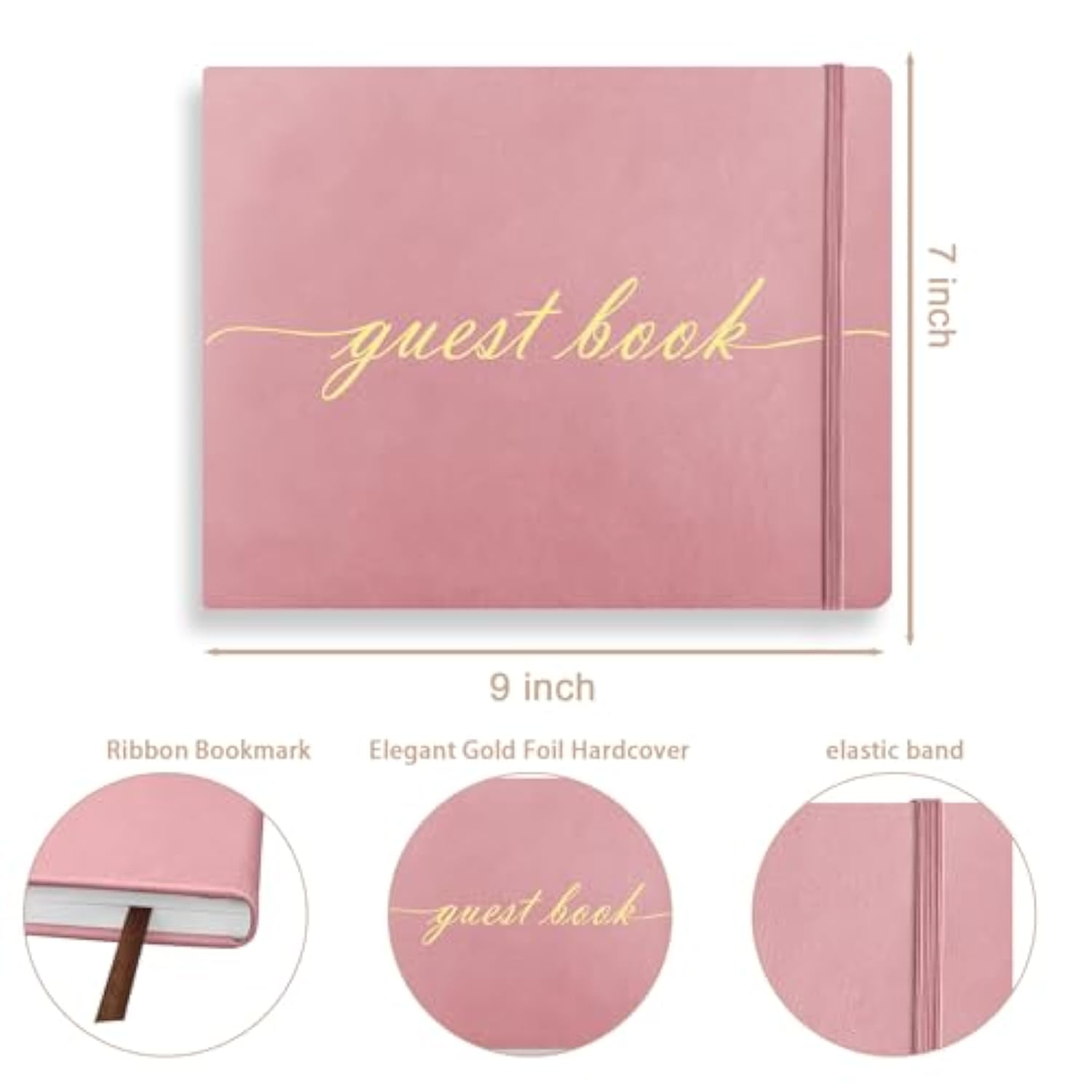 Elegant Wedding Guest Book - Perfect For Wedding Receptions, Baby Showers, Birthdays And Special Events - 7" X 9" Sign In Book - 120 Lined Pages - Leather Hardcover - White