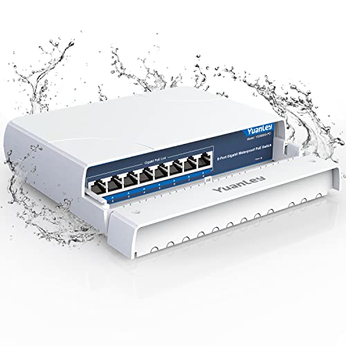 8-Port Poe Switch Gigabit- Waterproof Outdoor Ethernet Unmanaged Network Switch 1000Mbps, 120W Built-In Power, Ieee802.3Af/At Support And Plug & Play, Ideal For Outdoor Use