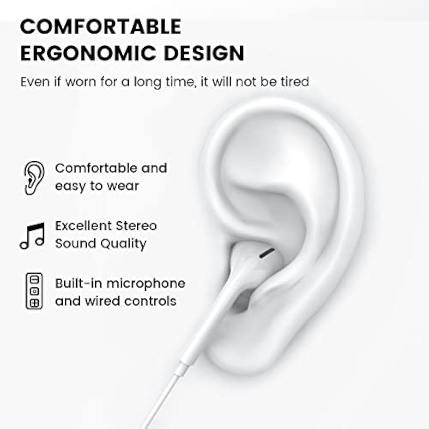 Wired Earbuds With Microphone, 3.5Mm Jack In Ear Headphones With Microphone Suitable For Smartphones, Computers, Laptops, Ipads, Mp3 Players, Etc