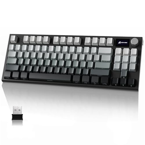 K86 Rgb 75% Wireless Gasket Mechanical Keyboard,3-Mode Bluetooth5.0/2.4G/Usb-C Hot Swappable Gaming Keyboard Side Print Keycaps,4000 Mah Battery Knob&Display,Linear Switches-Moonlight