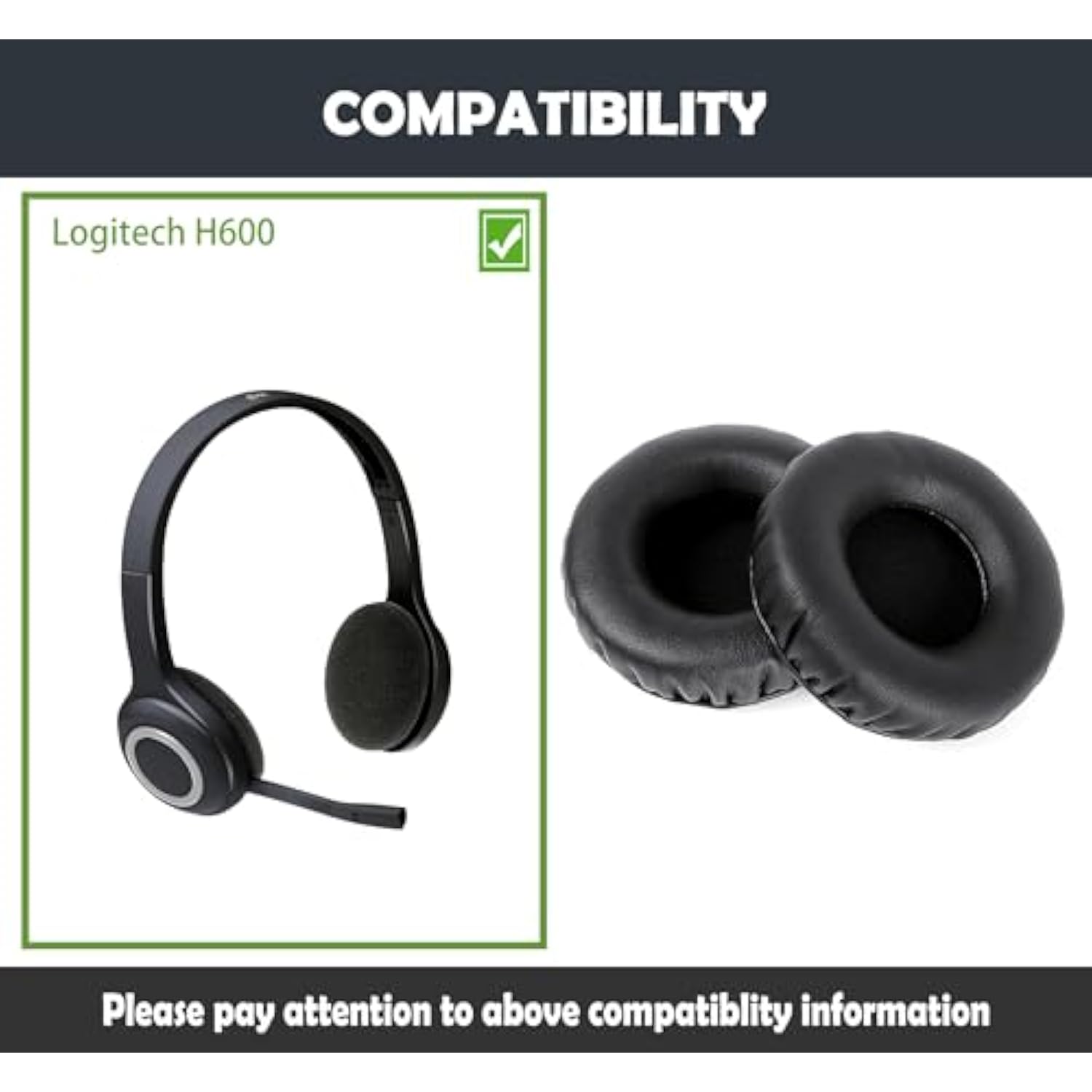 Earpads Replacement Cushion Compatible With Logitech H600 Wireless Headset Ear Pads With Softer Protein Leather/Memory Foam