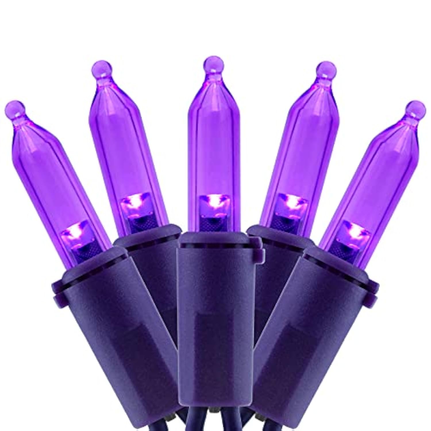 200 Purple Led Christmas Lights With Purple Wire, Pack Of 2 Strands 33 Feet 100 Lights Ul Certified Holiday String Light