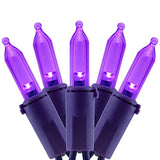 200 Purple Led Christmas Lights With Purple Wire, Pack Of 2 Strands 33 Feet 100 Lights Ul Certified Holiday String Light