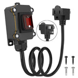Inline Cord Switch With 6Ft 14Awg Cable Piggyback Plug(3-Pronged), Ip67 Waterproof Extension Cord With Red Led Rocker Button, Ac/Dc 20A-125V, 16A-250V Inline Power Switch (6Ft)
