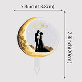 Mr And Mrs Wedding Cake Toppers - Moon-Shaped Acrylic Bride And Groom Just Married Bridal Shower Wedding Toppers For Cake?2D)