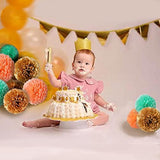 50Pcs Birthday Decorations Kit, Mint Gold Happy Birthday Banners With Tissue Pom Poms Tissue Tassels Paper Garland And Latex Balloons Happy Birthday Decoration For Kids And Woman