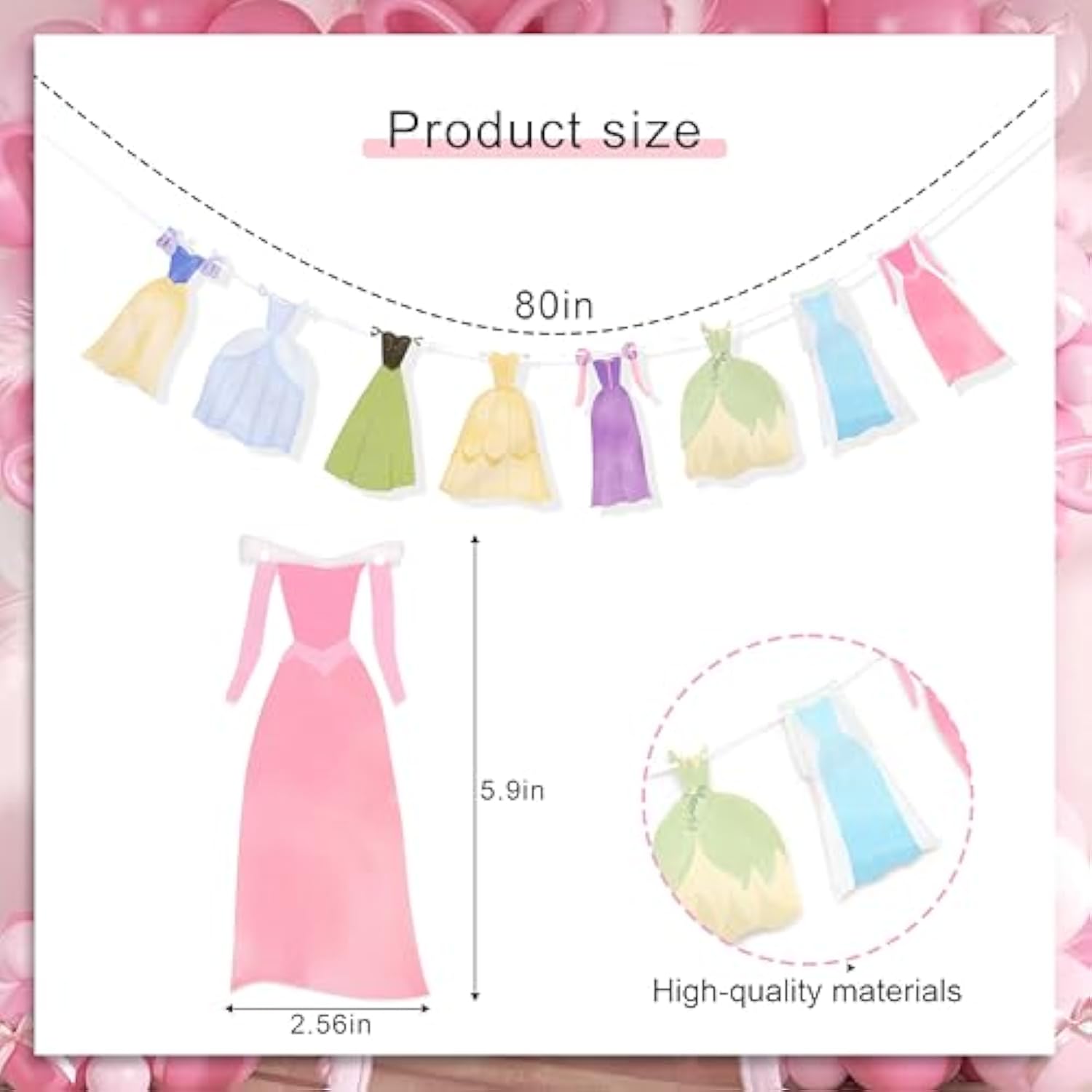 Princess Party Banner — First Birthday Dress Bunting for Girl's Celebration