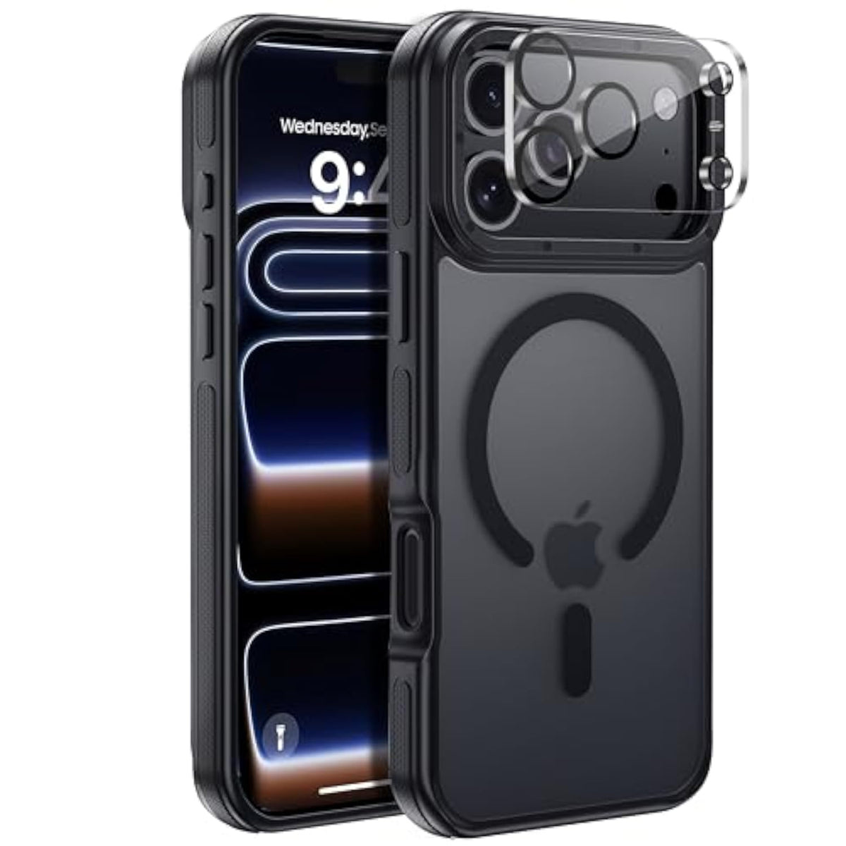 Magnetic and Shockproof iPhone 17 Pro Max Case, Black Bumper, 6.9 Inch