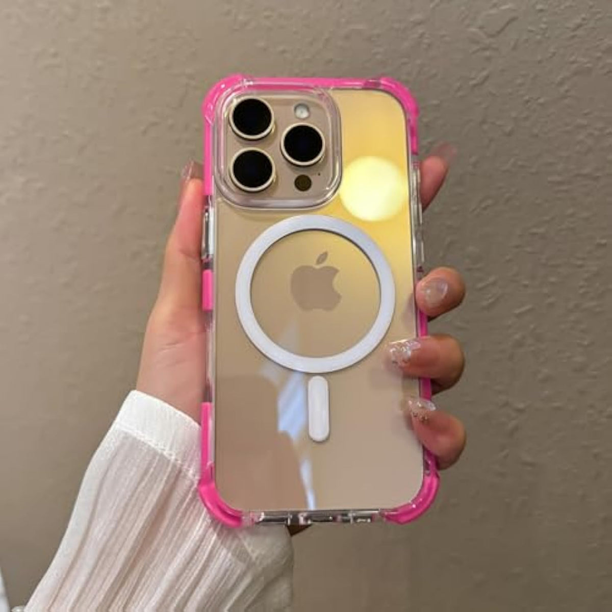 For Iphone 16 Pro Max Phone Case 6.9 Inch, Drop Protection Puffer Design, Compatible With Magsafe, Shockproof Soft Tpu & Hard Pc Pink
