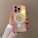 For Iphone 16 Pro Max Phone Case 6.9 Inch, Drop Protection Puffer Design, Compatible With Magsafe, Shockproof Soft Tpu & Hard Pc Pink