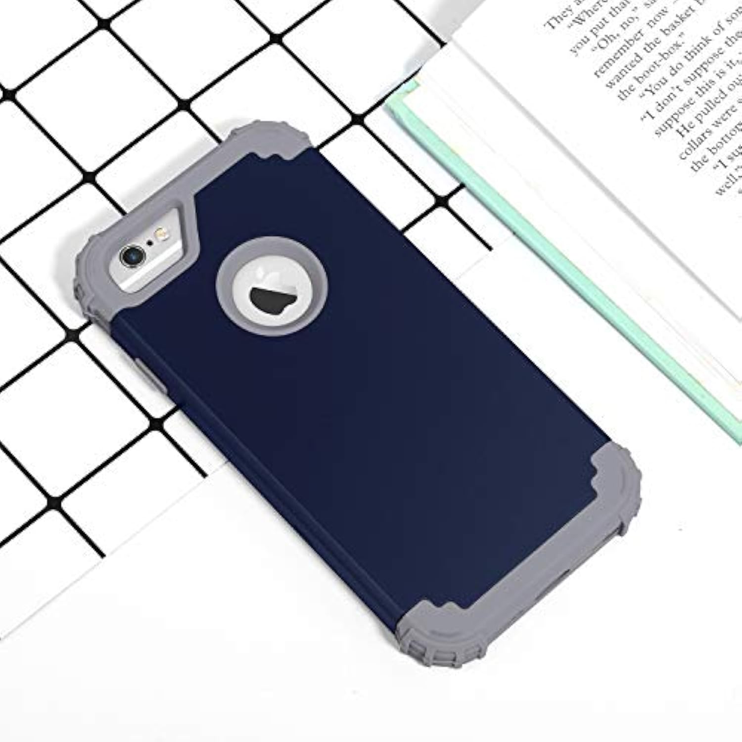 For Iphone 6S Case,For Iphone 6 Case With Tempered Glass Screen Protector, 3 In 1 Heavy Duty Shock Absorption Hard Pc Covers Soft Silicone Bumper Full Body Protective Case (Blue)