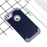 For Iphone 6S Case,For Iphone 6 Case With Tempered Glass Screen Protector, 3 In 1 Heavy Duty Shock Absorption Hard Pc Covers Soft Silicone Bumper Full Body Protective Case (Blue)
