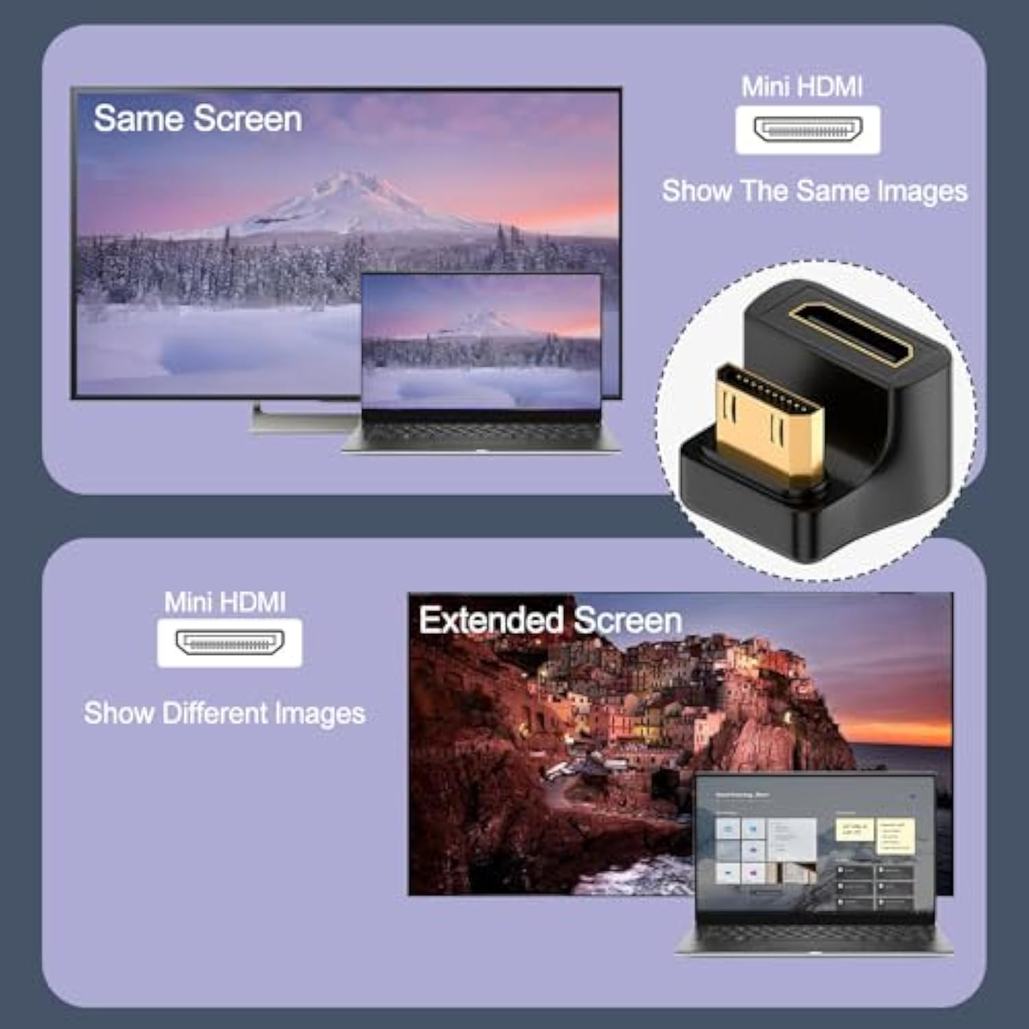 8K Mini Hdmi U Shape Angle Adapter Uhd2.1 Mini Hdmi Male To Mini Hdmi Female 1