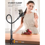 Gooseneck Phone Holder For Bed - Cell Phone Mount Clamp Clip, Flexible Long Arm, Overhead Mount For Desk Headboard Bedside, For Iphone 16 Pro Max, 15 Pro Max, 14 Plus, 13 Mini & 4-7" Phone