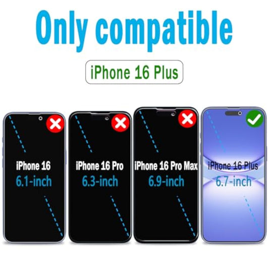 (2 Pack) Matte Glass Screen Protector Designed For Iphone 16 Plus Tempered Glass Film, Anti Glare, Anti Fingerprint, Ultra-Smooth