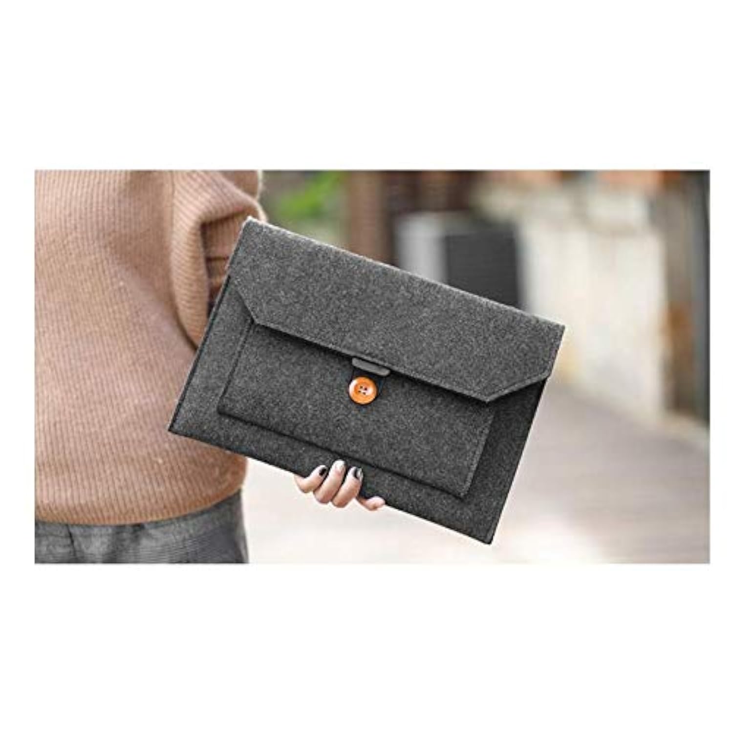 Felt Laptop Sleeve Bag Cover Pouch Case For Microsoft Surface Pro 9 8 X 13'', Surface Pro 7 7+ 6 12.3'', Google Pixel Slate 12.3'', Ipad Pro 12.9, Samsung Chromebook Plus V2 12.2, 12'' Ubook X (Gray)