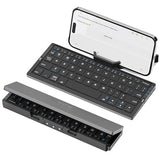 Foldable Bluetooth Keyboard With Magnetic Stand,Aluminum Alloy Mini Quiet Folding Portable Lightweight Travel Rechargeable Pocket For Tablet,Ipad, Phones, Black