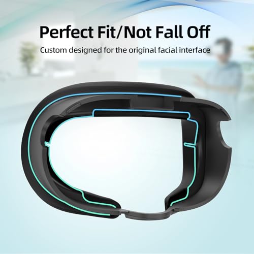 Face Cover Compatible With Meta/Oculus Quest 3 Headset Accessories, Comfy Silicone Face Cushion Pad Fits Facial Interface, Sweatproof Vr Mask To Enhance Your Gaming Experience (Black, Only Cover)