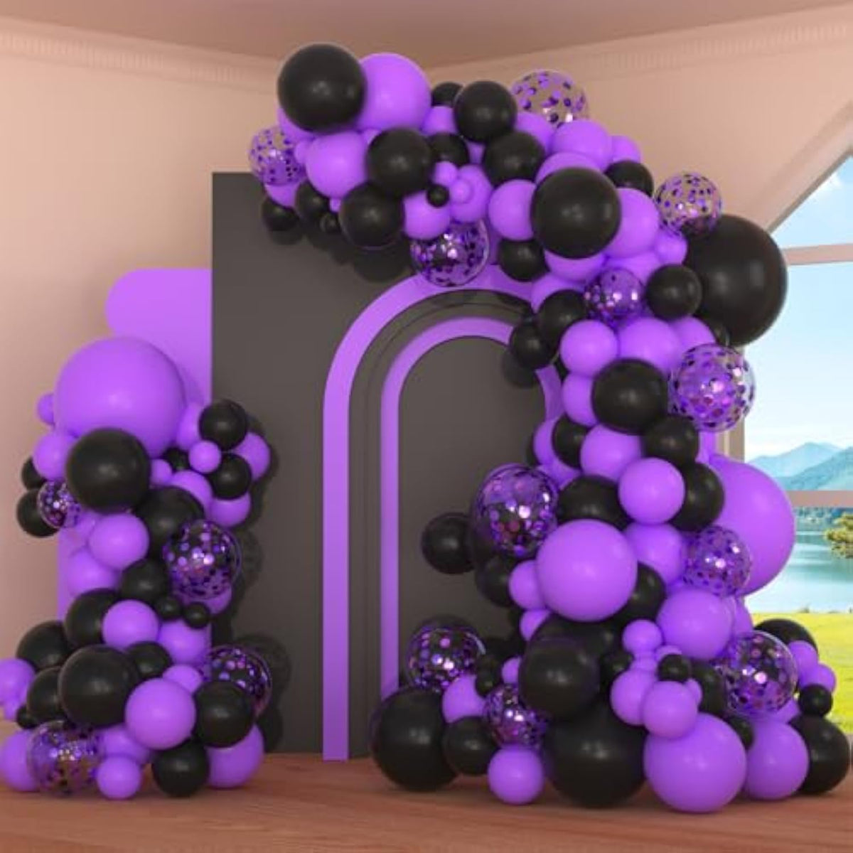 Purple Black Balloon Garland Arch Kit - 117Pcs Black And Purple Balloo
