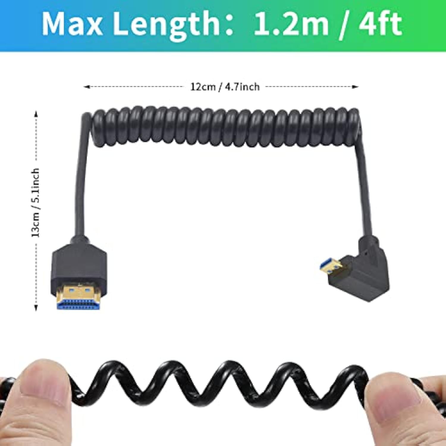 8K Micro Hdmi To Hdmi Cable, Extreme Slim Hdmi To Micro Hdmi Cable, 90 Degree