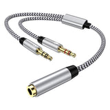 Headphone Splitter for PC, 3.5mm Splitter Female for 2 Dual 3.5mm Male 2 in 1 Mic Audio Splitte,Aux Microphone Y Splittor Cable Headset Jack Adapter