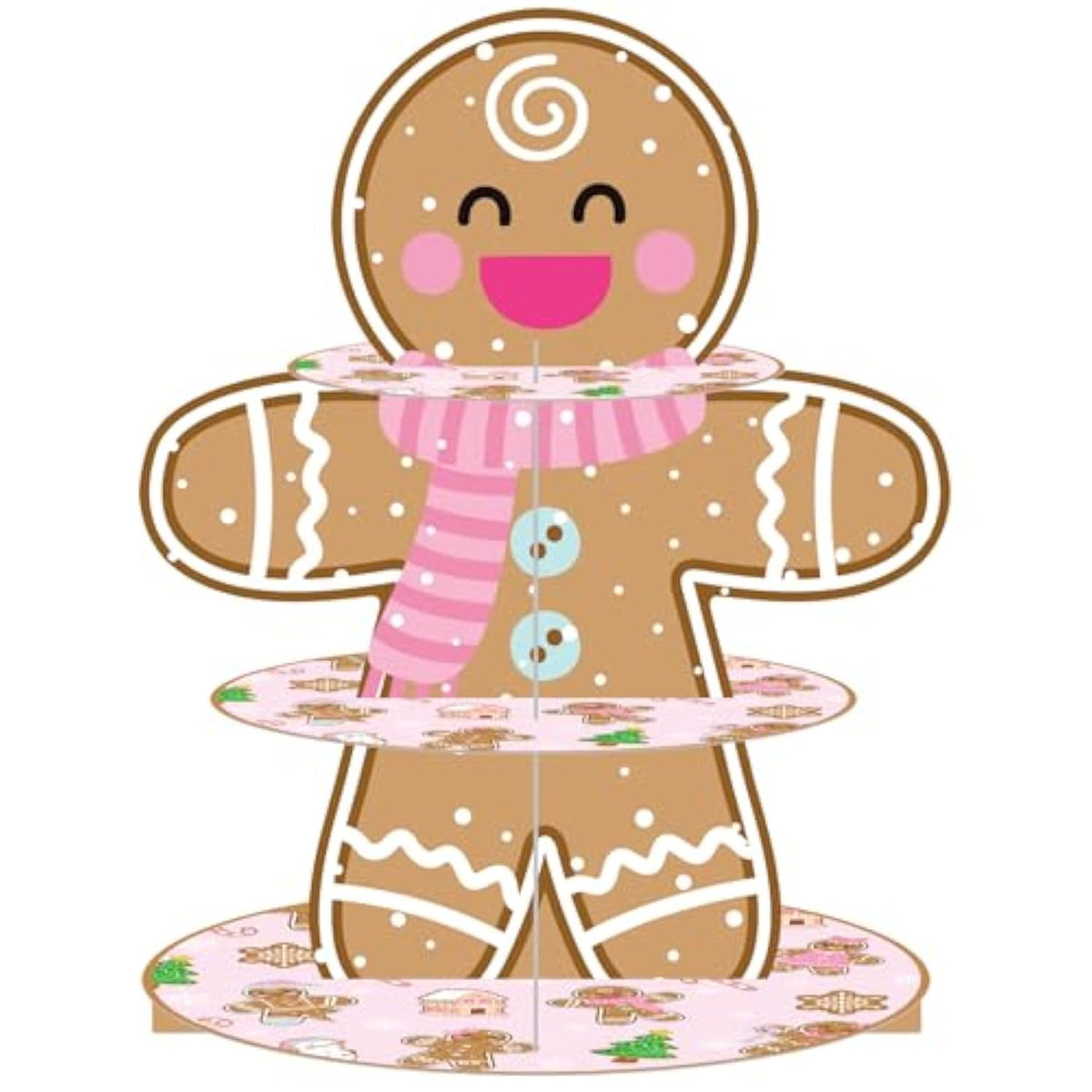 Gingerbread Party Cupcake Stand Gingerbread Man Christmas Decorations 3Tiers Gingerbread Man Party Cupcake Tower Gingerbread Theme Dessert Tower For Merry Xmas Party Supplies