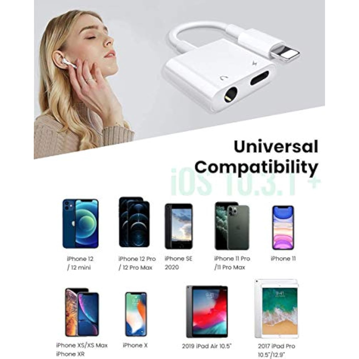 2 Pack [Apple Mfi Certified] Lighting To 3.5 Mm Headphone Jack Adapter, 2 In 1 Iphone Headphone 3.5Mm Aux Audio + Charger Cable Splitter Adapter Dongle Compatible For Iphone 14 13 12 11 Xs Xr X 8 7 6