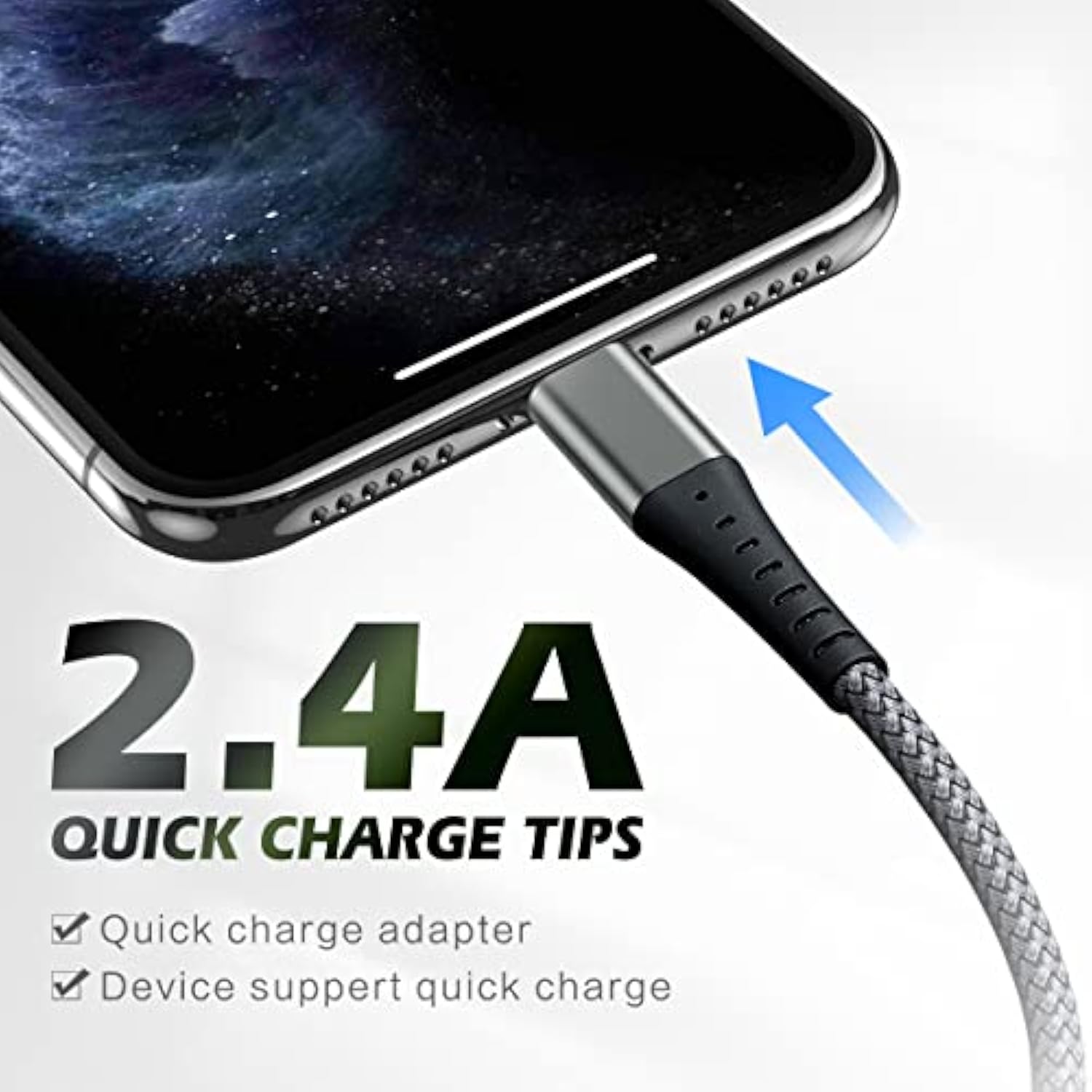 Apple MFI Certified 3-Pack 3Ft Lightning Cable Fast Charging for iPhone iPad