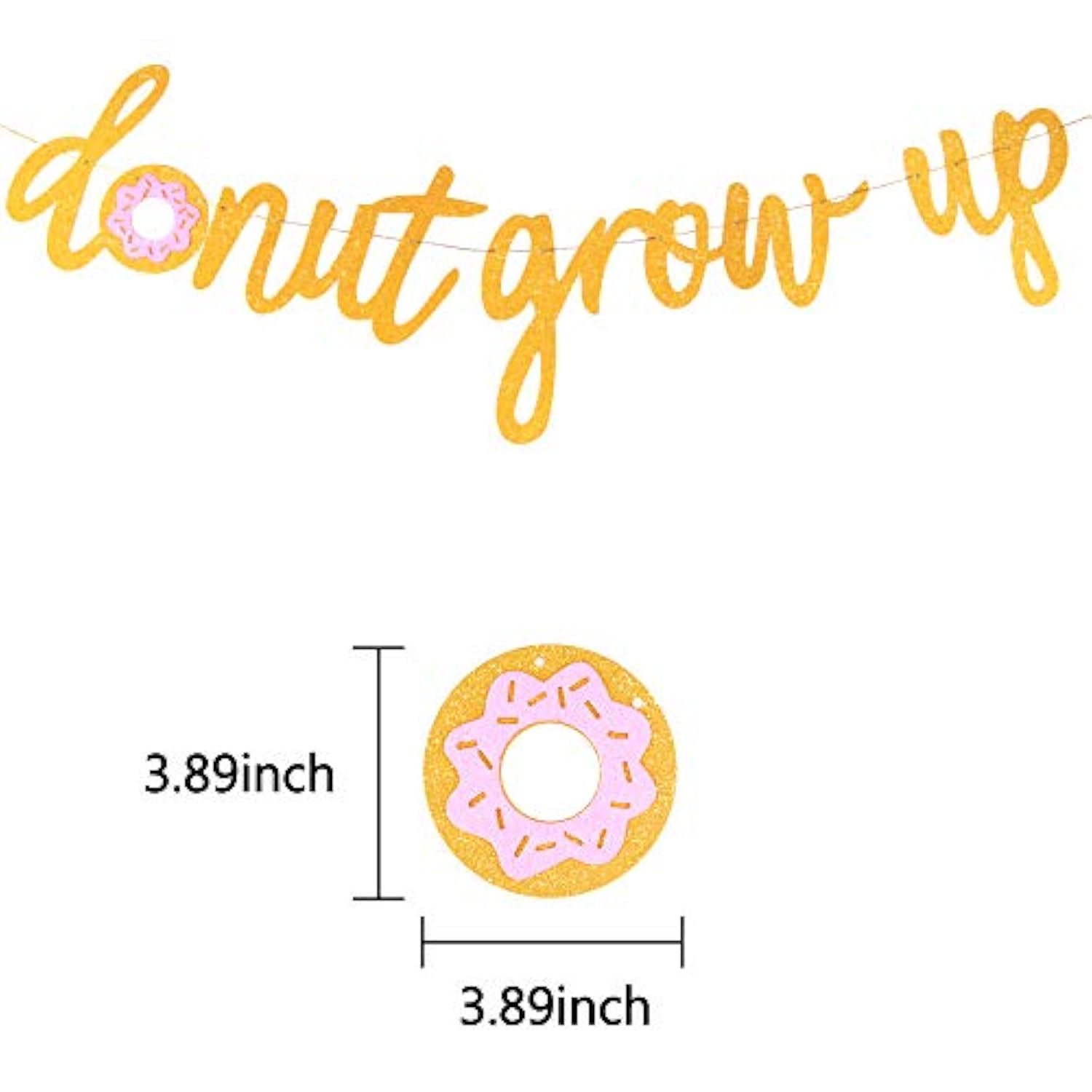 Donut Party Supplies Glitter Donut Banners Donut Grow Up Banner Garland Glitter Donut Grow Up Parper Banner Backgound String Happy Birthday Party Supplies Wall Decorations