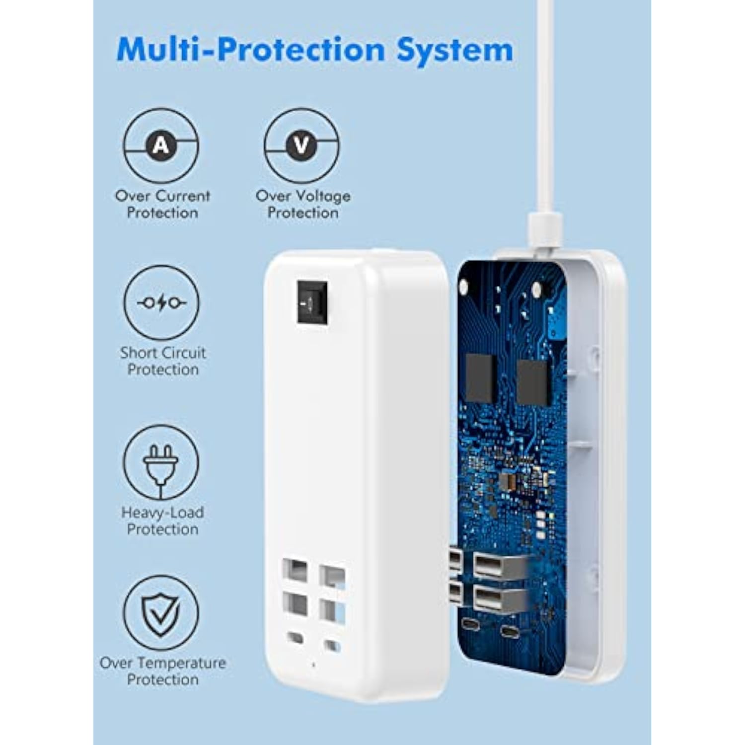 6 Port Usb Charger Station - Usb C Charging Hub For Multiple Devices, Iphone 14/13 Pro Max/13 Pro/13, Ipad Pro, Switch, Galaxy S21 (White)