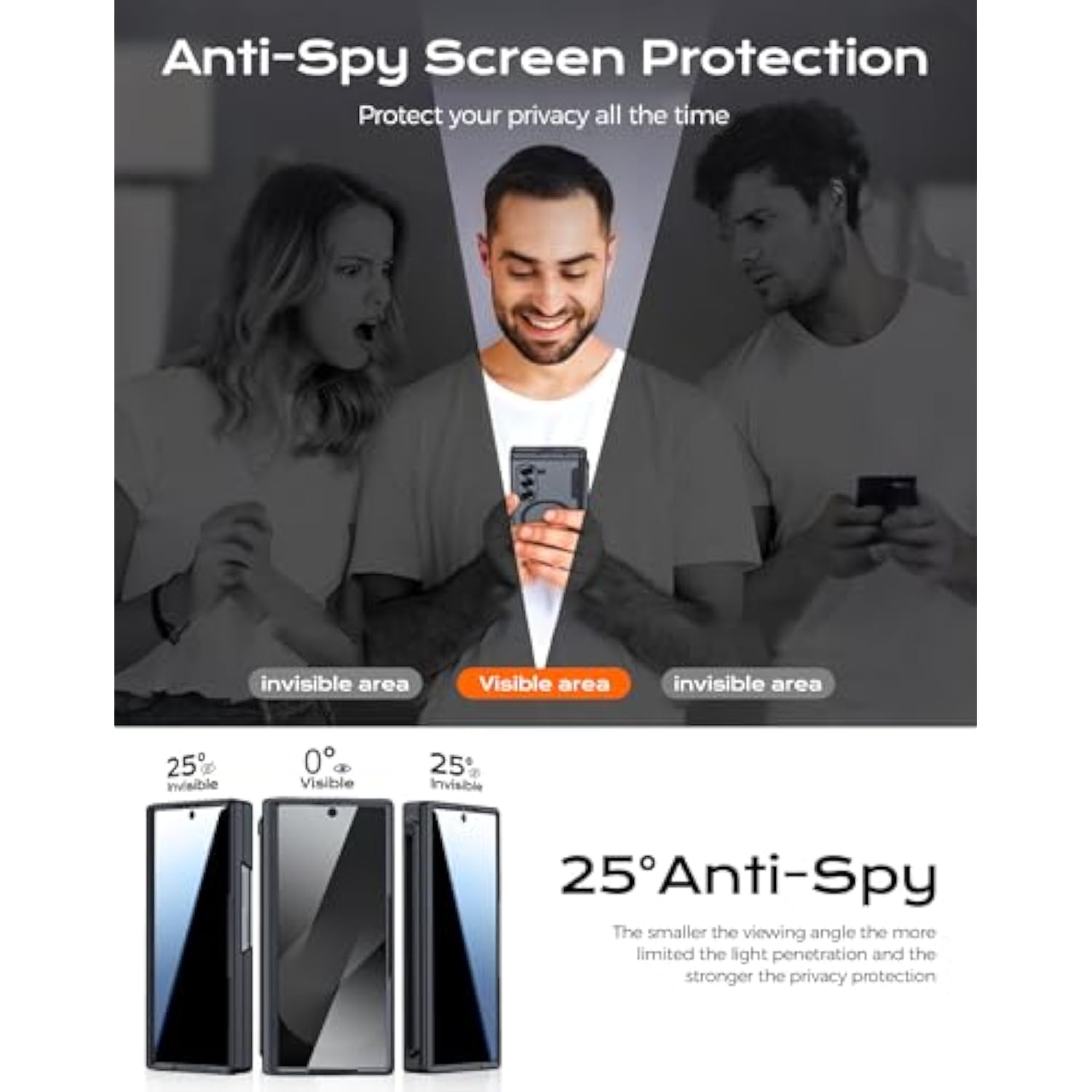 For Samsung Galaxy Z Fold 6 Case With Magsafe, [Built-In Privacy Screen Protection] [S Pen Holder & Hinge Cover] Translucent Matte Strong Magnetic Shockproof Case For Z Fold 6 (Matte Black)