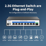 8 Ports Ethernet Switch, 8X2.5G Rj45 Ports And 1X10G Sfp Port, 60Gbps Switching Capacity, Ideal For 2.5Gb Nas, 4K Video, Gaming Pc, 2.5Gb Server, 2.5Gb Wifi Ap,2.5Gb Pcie Adapter 2.5Gb Gigabit