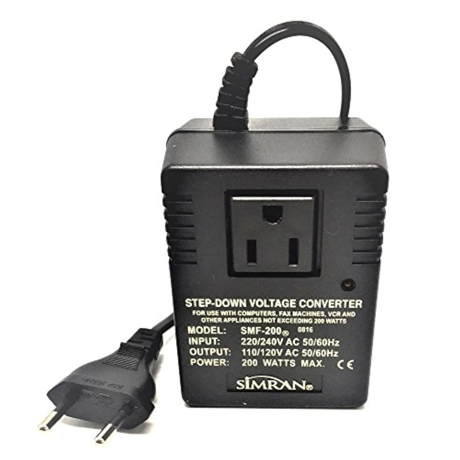 Simran SMF-200 Deluxe 200 Watts Step Down Voltage Converter for International Travel to AC 220V/240V Countries, Ideal for Laptops, Cameras, iPhones, BlackBerry, iPods etc