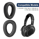 Ear Pads Replacement Compatible With Sennheiser Pxc550, Pxc 550-Ii Wireless, Mb 660 Uc, Mb 660 Uc Mc Headphones, Black, Memory Foam, Leather