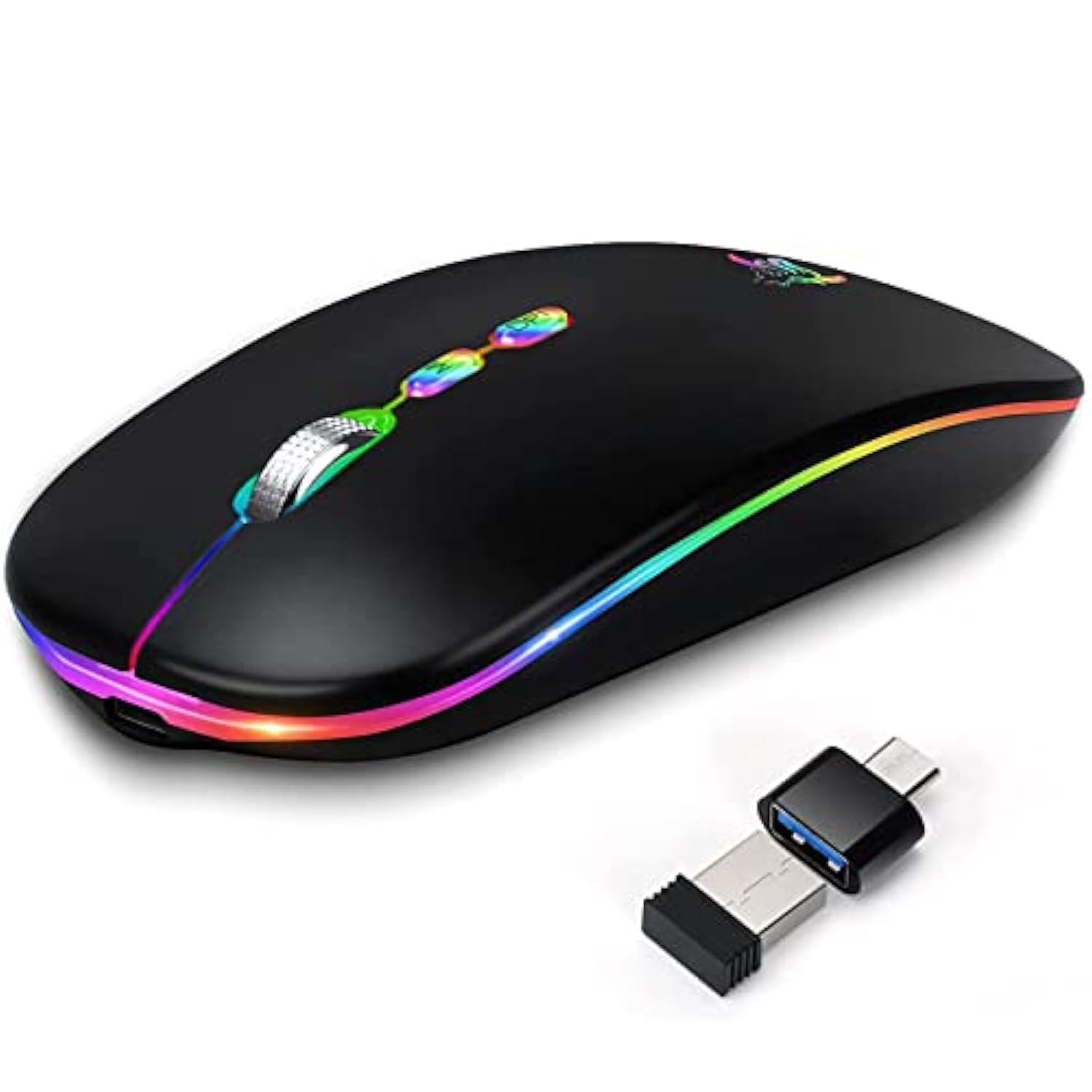 Led Wireless Mouse, Slim Rechargeable Silent Portable Usb Optical 2.4G Wireles
